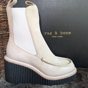 NIB Rag & Bone Sloane Wedge Chelsea Boots Suede Leather Paloma  Cream 10 NEW